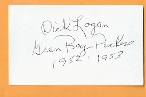 Tarjeta de 3x5 firmada por Dick Logan Green Bay Packers Ohio State Buckeyes - Imagen 1 de 2