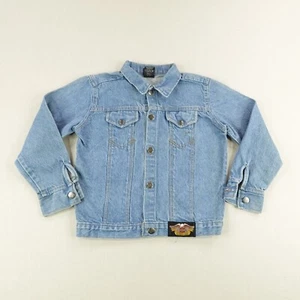 Vintage Harley Davidson Jacket Boys 10 Denim Jean Motorcycles Biker Coat Kids ^ - Picture 1 of 14