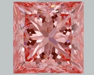 Princess cut 1.55 Cts Lab Grown Fancy Vivid Pink VS1 IGI Certified CVD Diamond - Image 1 of 4