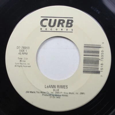 90S 45 Leann Rimes - Blue / The Light In Your Eyes On Curb Records Foto 1 de 2