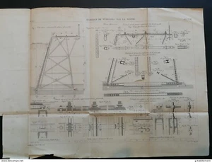 ANNALES PONTS et CHAUSSEES (Dep 92 ) - Plan de barrages de surenes - 1889 - Imagen 1 de 4