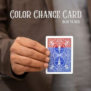Color Changing Card Gimmick on Bicycle Rider Back Magic Trick (1 Pc Blue to Red)