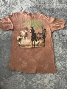 Vintage 2000 Unisex Kids The Mountain Wild Horses T Shirt Tie Dye USA Large - Picture 1 of 9