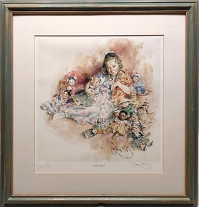 GORDON KING "SMALL WORLD" SIGNED LIMITED EDITION LITHOGRAPH OF CHILD WITH DOLLS. - Picture 1 of 24