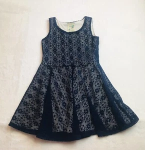 Lily Bleu Girls Dress Spring Summer 5 Navy Lace Sleeveless *Flaw* - Picture 1 of 9