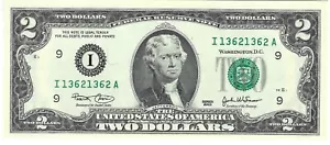 2003 $2.00 Bill Uncirculated Repeater Note I-13621362-A - Picture 1 of 2