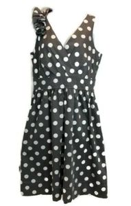 Signature by Robbie Bee Retro 50's Vintage Grey White Polka Dot Dress Size 8 - Picture 1 of 7