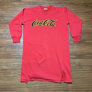 Vestido Suéter Vintage Coca Cola Cuello en V Rojo Pullover Gráfico Sudadera Años 80 90 - Imagen 1 de 10