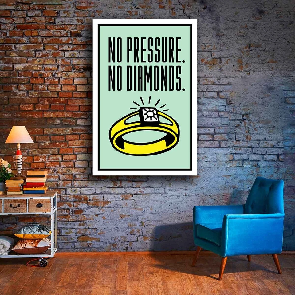 Póster de lienzo de pared sin presión sin diamantes Monopoly motivacional cita 24x16 pulgadas Foto 1 de 4