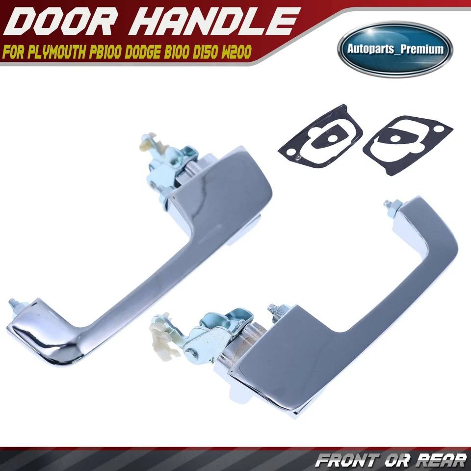 2 件前后镀铬外门把手带锁眼适用于普利茅斯 PB100 道奇 — 第 1/4 张图片