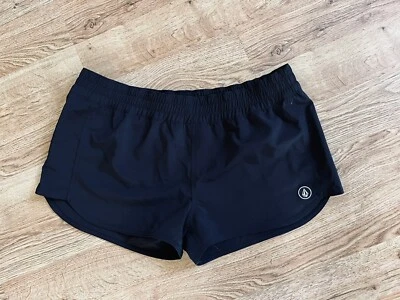 VOLCOM Women's NEW! Black Poly Elastic Waist Gym Short Shorts Sz L NWOT! - Image 1 of 4