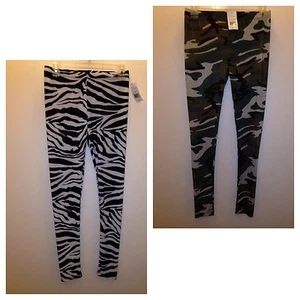 Derek Heart Leggings Stretchy Pants Yoga Skinny Camouflage or Zebra - Picture 1 of 3