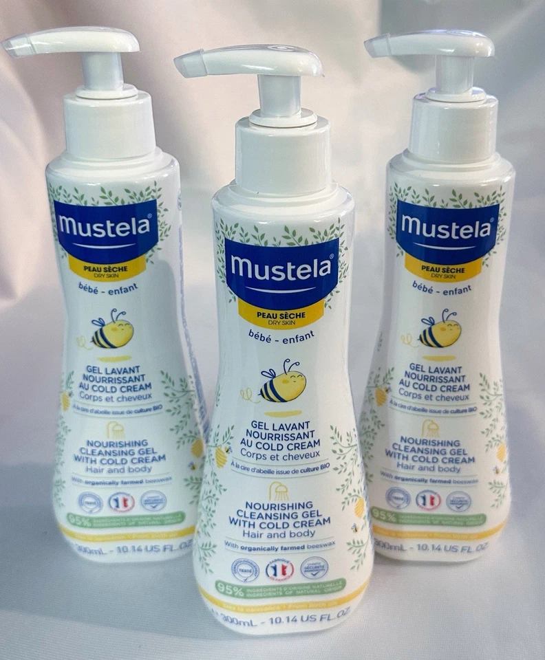 2 Mustela Nourishing Cleansing Gel with Cold Cream Hair & Body 10.14oz EXP 6/25
