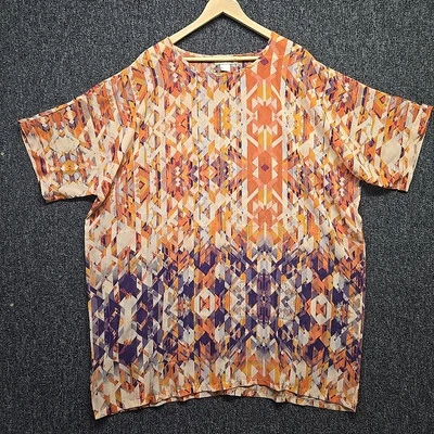 阿兹特克女式 XXXL Plus 透明上衣束腰外衣长线波西米亚西南地球流畅 — 第 1/4 张图片