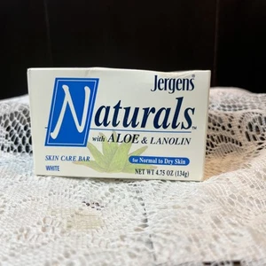 Vintage Jergens Naturals con aloe e lanolina 4,75 oz sapone da bar cura della pelle - Foto 1 di 1