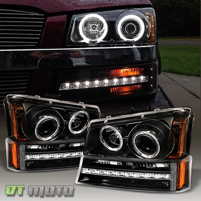2003-2006 Chevy Silverado 1500 faróis projetores LED + luzes de para-choque LED DRL - Imagem 1 de 4