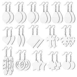 32 Pieces Sublimation Blank Earrings Heat Transfer Sublimation Printing Earrings - Picture 1 of 8