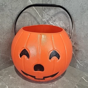 Cubo de calabaza molde soplado vintage de Halloween Jack O' Lantern 1985 en muy buen estado - Imagen 1 de 11