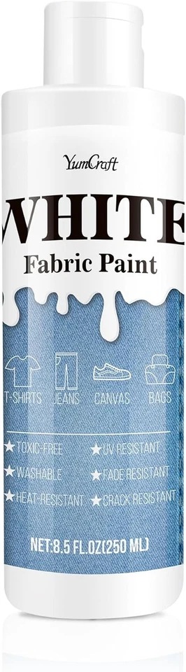 Fabric Paint White, 8.5Oz Fabric Paint for Clothes Permanent, Fabricoat Textile - Image 1 of 4