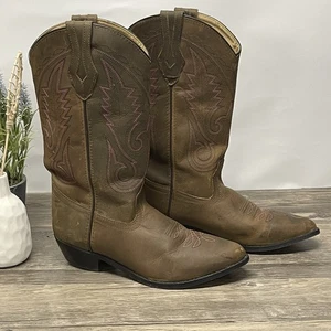 Stivali da cowboy donna Smoky Mountain 8,5 pelle marrone western cuciture rosa - Foto 1 di 8