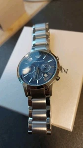 Neu Emporio Armani AR5860 Blue Dial Chronograph Steel 43mm Herrenuhr für Herren - Bild 1 von 5