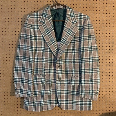 Harris Tweed Virgin Scottish Wool Vintage Blazer Jacket Preppy Academia Plaid - Image 1 of 4