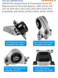 JDMON Motor Mount Set 4pcs Compatible For Equinox/ Terrain 2010-2017 3.0L 3.6L - Picture 1 of 2