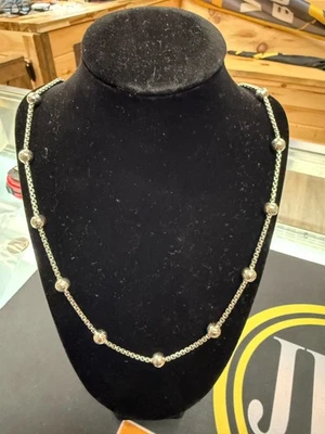 Collar de cadena de caja de cuentas martilladas de plata esterlina JAI John Hardy 24" Foto 1 de 4