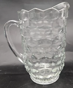 Brocca vintage Indiana Glass American Whitehall modello cubo 48 oz vetro trasparente - Foto 1 di 5