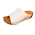Womens Wedge Sandals  White Open Toe Low Wedge Mules Sandals