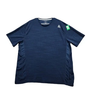 Reebok Shirt Mens 2XL Blue Solid TShirt Short Sleeve Round Neck 100% Polyester - Picture 1 of 17