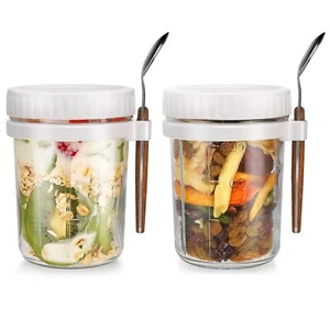 Overnight Oats Jars Overnight Oats Container With Lid And Spoon 16 Oz Cereal Mil - Picture 1 of 7