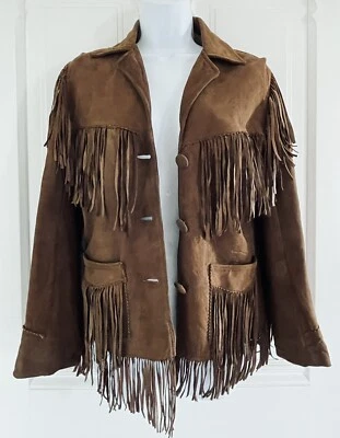 Chaqueta De Colección Jo-O-Kay Hippie Gamuza con Flecos Cuero Años 60 70 *Como Está* Festival Talla S? Foto 1 de 4