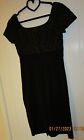 Wallis Black Pencil Dress with Lace Bodice and Sleeves, Knee Length, Size 8, VGC