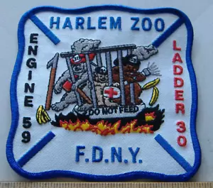 TOPPA TESSUTO NEW YORK FIRE DEPT E 59 LAD 30 HARLAM ZOO NEW YORK - Foto 1 di 1