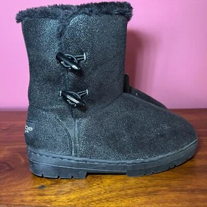 NWT Black Bebe Girls Microsuede Sherpa Lined Boots Size 2 - Picture 1 of 5