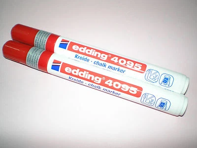 2x Edding 4095 window marker rot 2-3 mm Kreidemarker chalk f. Fenster NEU - Bild 1 von 3