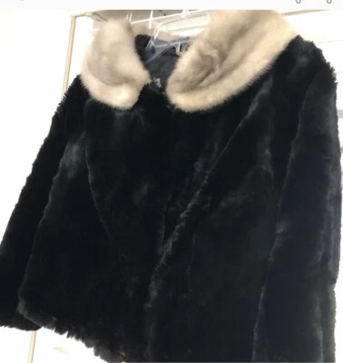 York Furrier Elmhurst, ILL. Cuello Abrigo Piel Visón Negro Foto 1 de 4