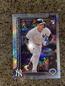 2025 Carlos Navarez RC Topps Series 1 - Silver Cracked Foilboard #115 Yankees - Picture 1 of 3