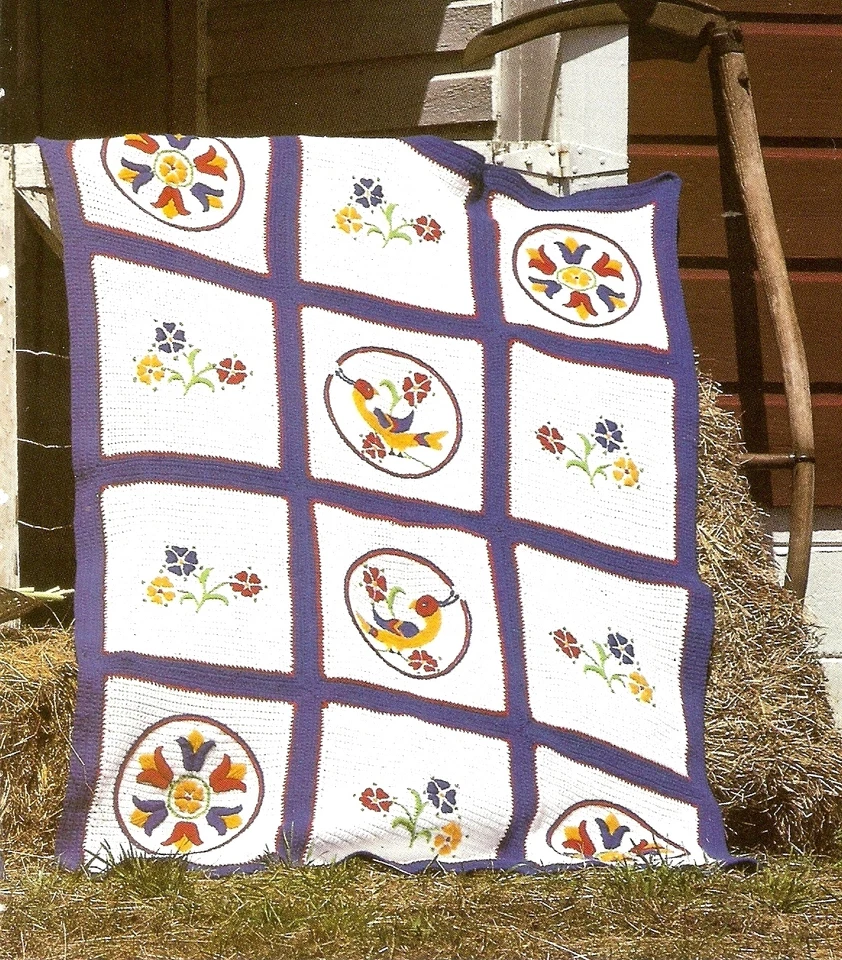 FOLK ART Pennsylvania Dutch Afghan/Crochet Pattern INSTRUCTIONS ONLY - Image 1 of 1