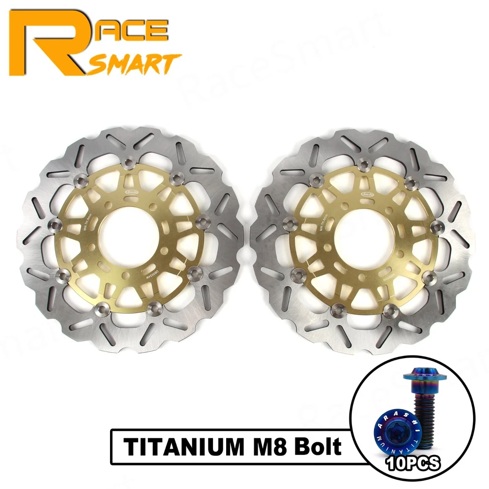 Front Brake Disc Rotors + Mounting Bolts For Kawasaki Z1000 2007-2013 Z 1000 ABS - Image 1 of 4