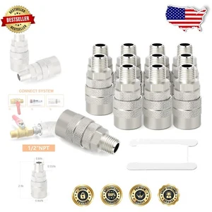 Acoplador industrial macho de latón de 1/2 pulgada de 12 piezas, conexión rápida para herramientas neumáticas - Imagen 1 de 9
