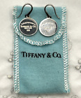 Tiffany & Co Sterling Silver PLEASE RETURN TO NEW YORK Disk Dangle Hook Earrings