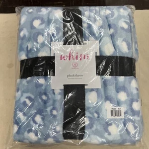 New Whim by Martha Stewart Collection Plush Throw 50" x 60" Cheetah Blue Throw - Picture 1 of 6