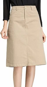 Women's High Waist Packaged Hip Back-Slit A Line Knee-Length Midi Skirt Beige L - Picture 1 of 7