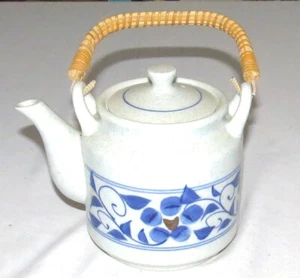 Japanese Ceramic Teapot with Bamboo Handle - 5 inches tall - Picture 1 of 4