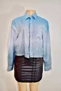 Opening Ceremony Blue Striped Cotton Shirt Button Down Size XSmall On Sale - Picture 1 of 9