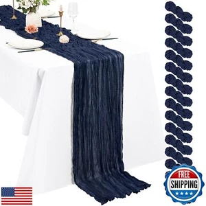 16 Pack Navy Blue Cheesecloth Table Runner 10Ft Boho Gauze Table Runner 21×12 - Picture 1 of 5