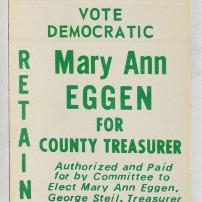 1980er Retain Mary Ann Eggen Rock County Schatzmeister Beloit Janesville Wisconsin - Bild 1 von 4