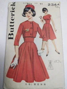 Dress Flare Cropped Jacket 11 Butterick 2344 Sewing Pattern VTG 50s High Waist - Picture 1 of 7